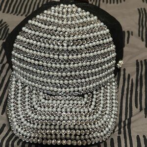 Juicy Couture Black Hat with Pearl Accents NWT